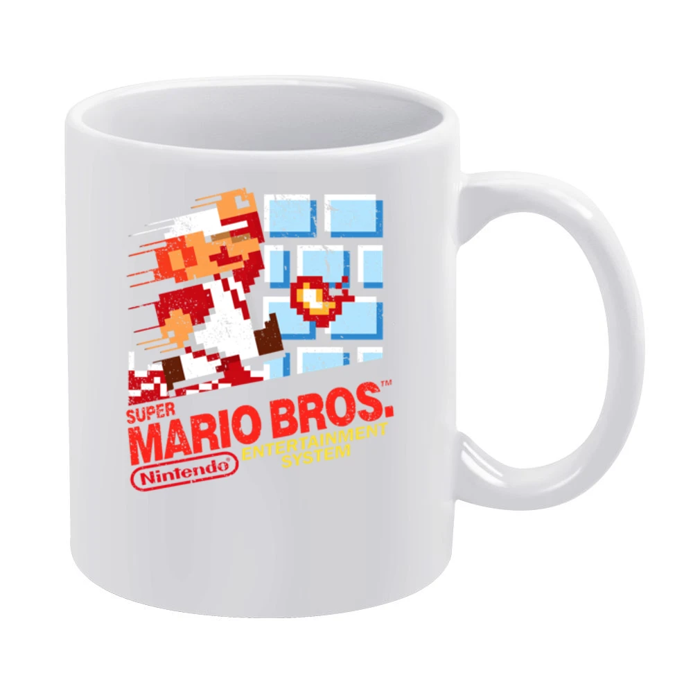 Super Mario Bros Nes Nintendo Old School Retro Video Game Fan Distress White Mug