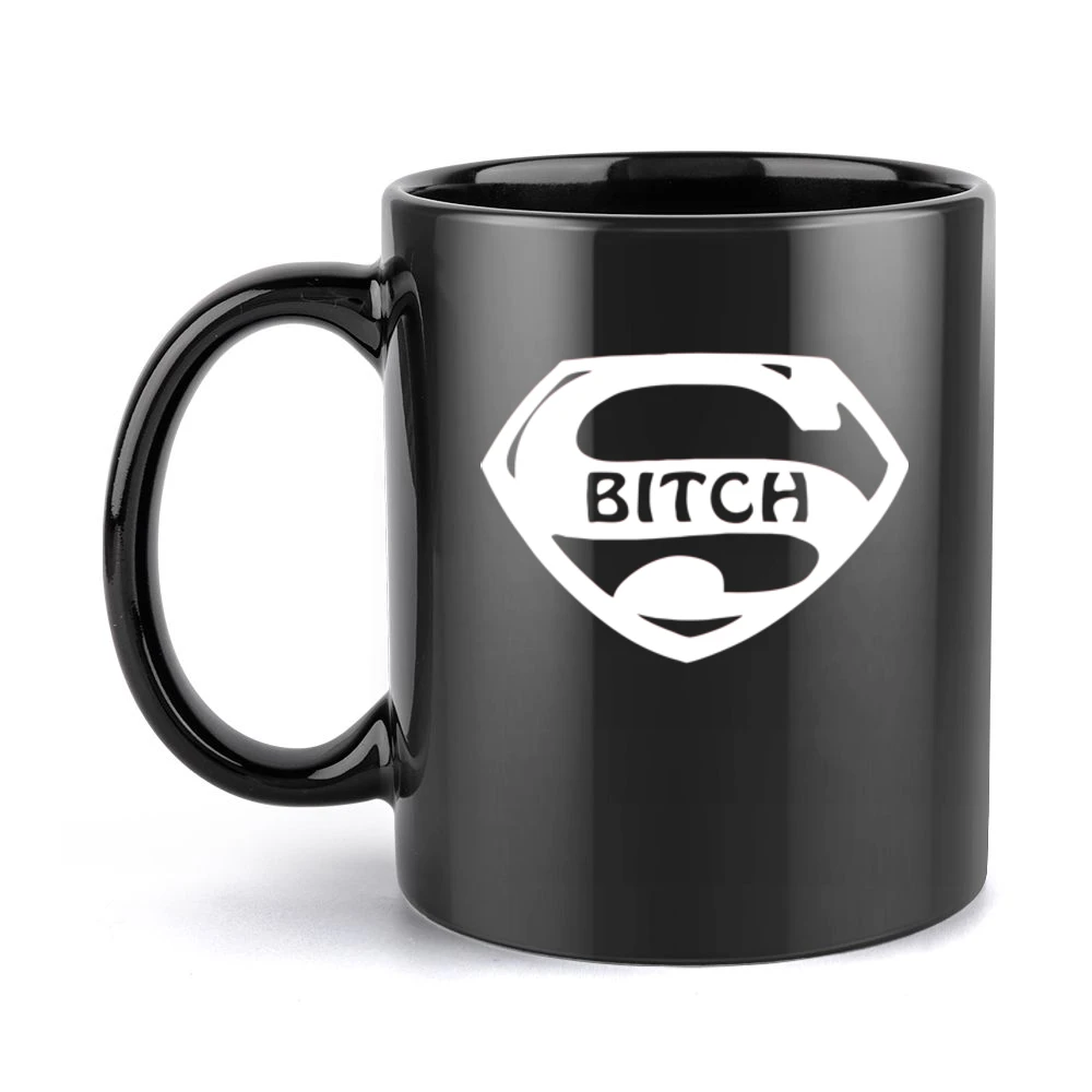 Super hero comic character parody funny super bitch Black Mug