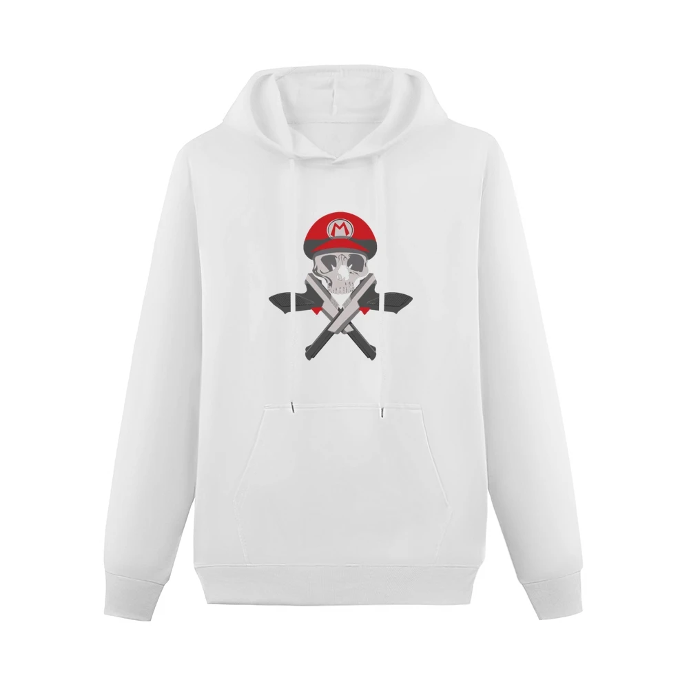 Super skull mario bros hat gun cross army parody Men Hoodie With Pocket