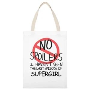 Supergirl No Spoilers Last Episode Tv Funny White Canvas Tote Shopping Bag