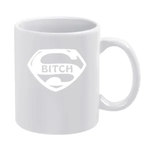 Superman parody super bitch White Mug