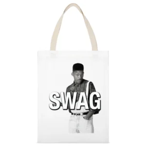 Swag Will Smith Fresh Prince Of Bel Air Funny TV Show Graphic White Canvas Tote Shopping Bag