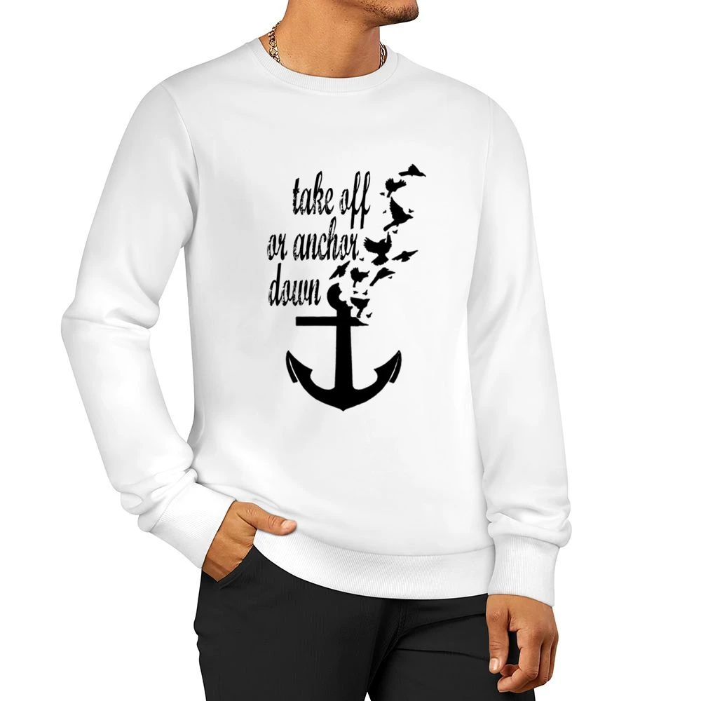 Take Off Or Anchor Down Flying Birds Graphic Tee Shirt Men Pullover Sweatshirt