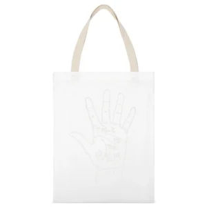 Talk To the Palm Funny Hand Drawing Graphic Tee Shirt White Canvas Tote Shopping Bag