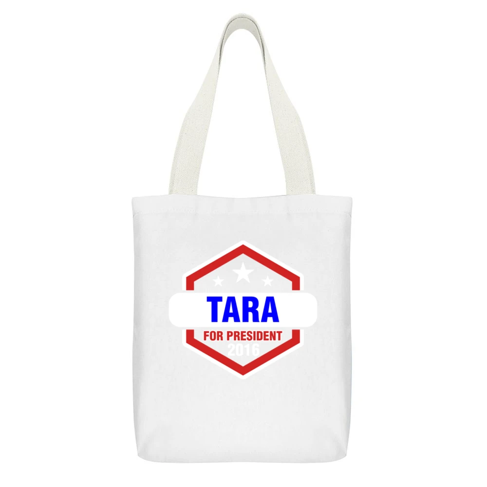 Tara For President 2016 Sons of Anarchy TV Show White Canvas Tote Shopping Bag With Interior Pocket