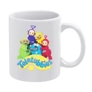 Teletubbies Fun Distressed Vintage Style Popular TV Show Tee Shirt White Mug