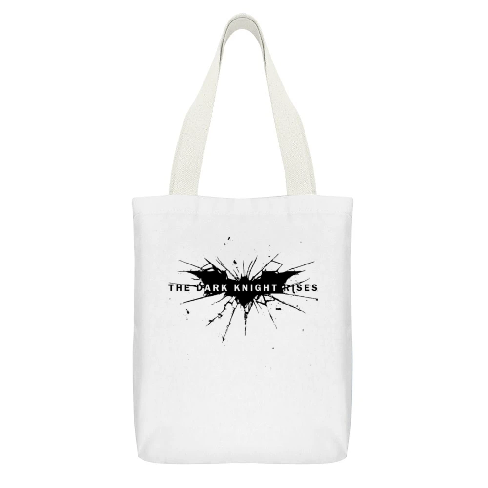 The Dark Night Rises - Batman White Canvas Tote Shopping Bag With Interior Pocket