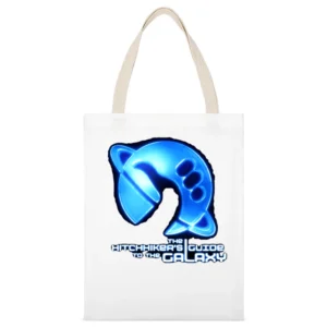 The Hitch Hikers Guide to The Galaxy White Canvas Tote Shopping Bag