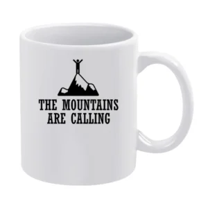 The Mountains Are Calling Fun Adventure Wanderlust Graphic White Mug
