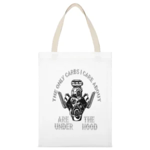 The Only Carbs I Care About Are Under The Hood White Canvas Tote Shopping Bag