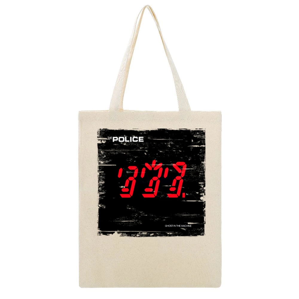 The Police Ghost In The Machine Album Cover Distressed Image Beige Canvas Tote Shopping Bag