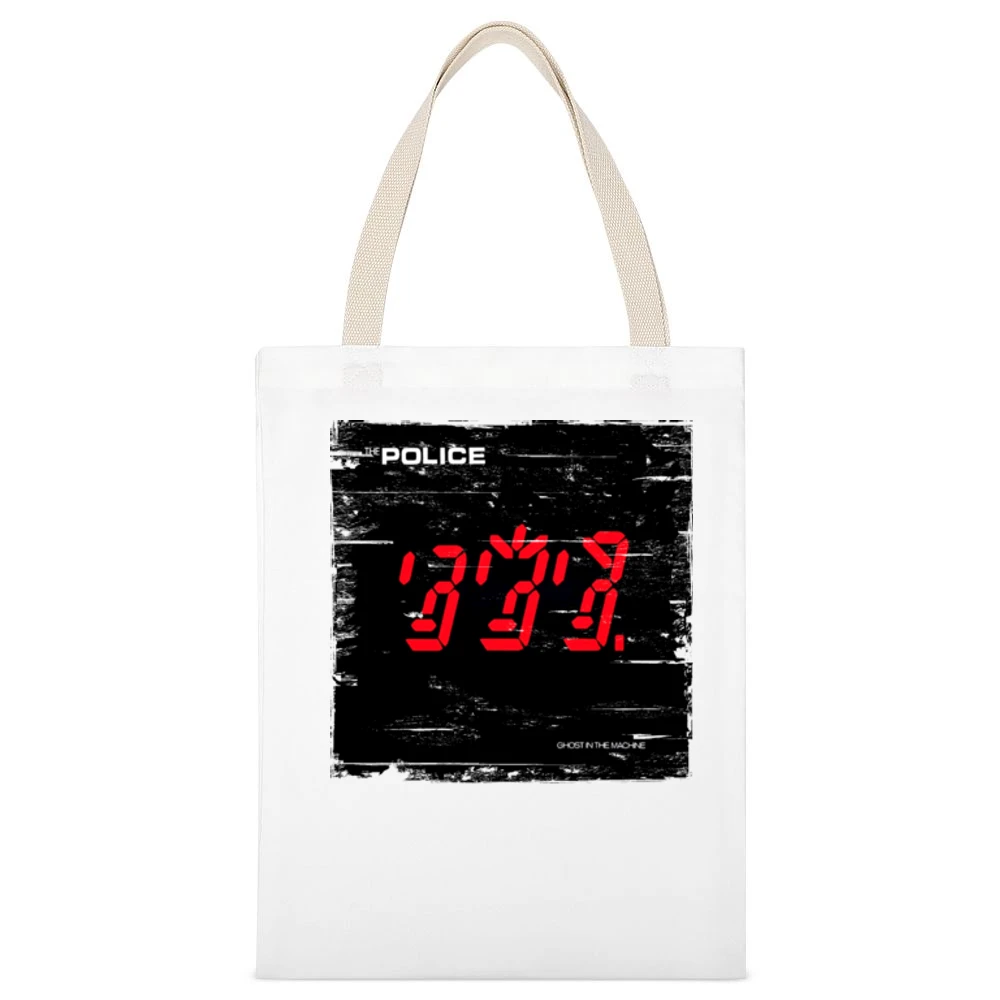 The Police Ghost In The Machine Album Cover Distressed Image White Canvas Tote Shopping Bag