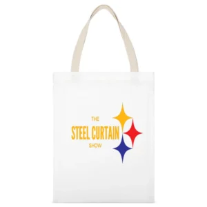 The Steel Curtain Show Pittsburgh Football Team Tshirt (all Styles An White Canvas Tote Shopping Bag