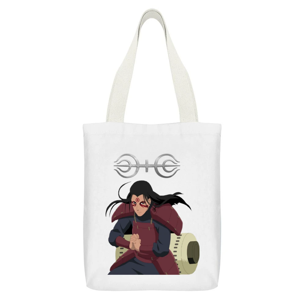 The god of shinobi Hashirama Senju naruto anime manga White Canvas Tote Shopping Bag With Interior Pocket