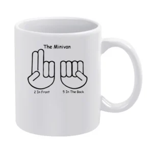 The minivan hand sign two in front five in the back White Mug
