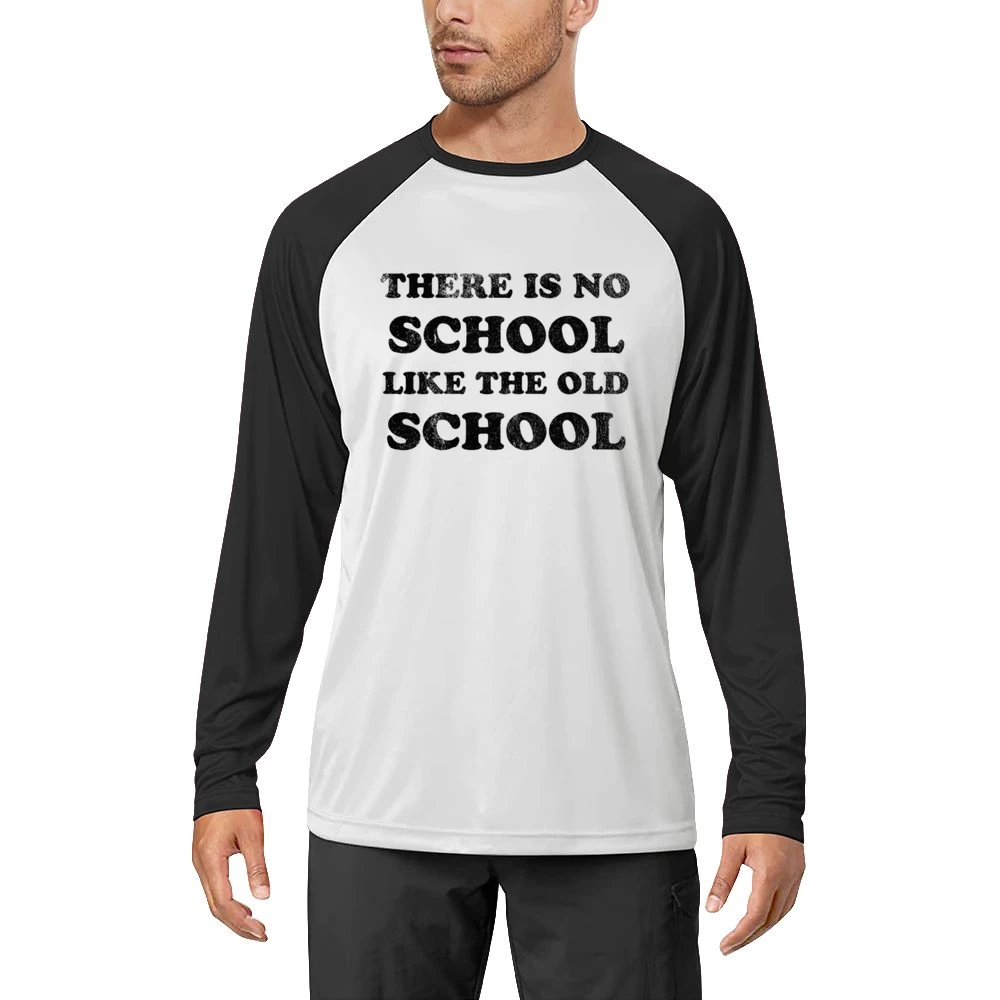 There Is No School Like The Old School Fun Vintage Style Distressed 80 Men Long Sleeve T-Shirt