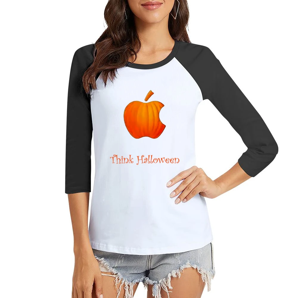 Think Halloween Women Ladies 3-4 Sleeve T-Shirt