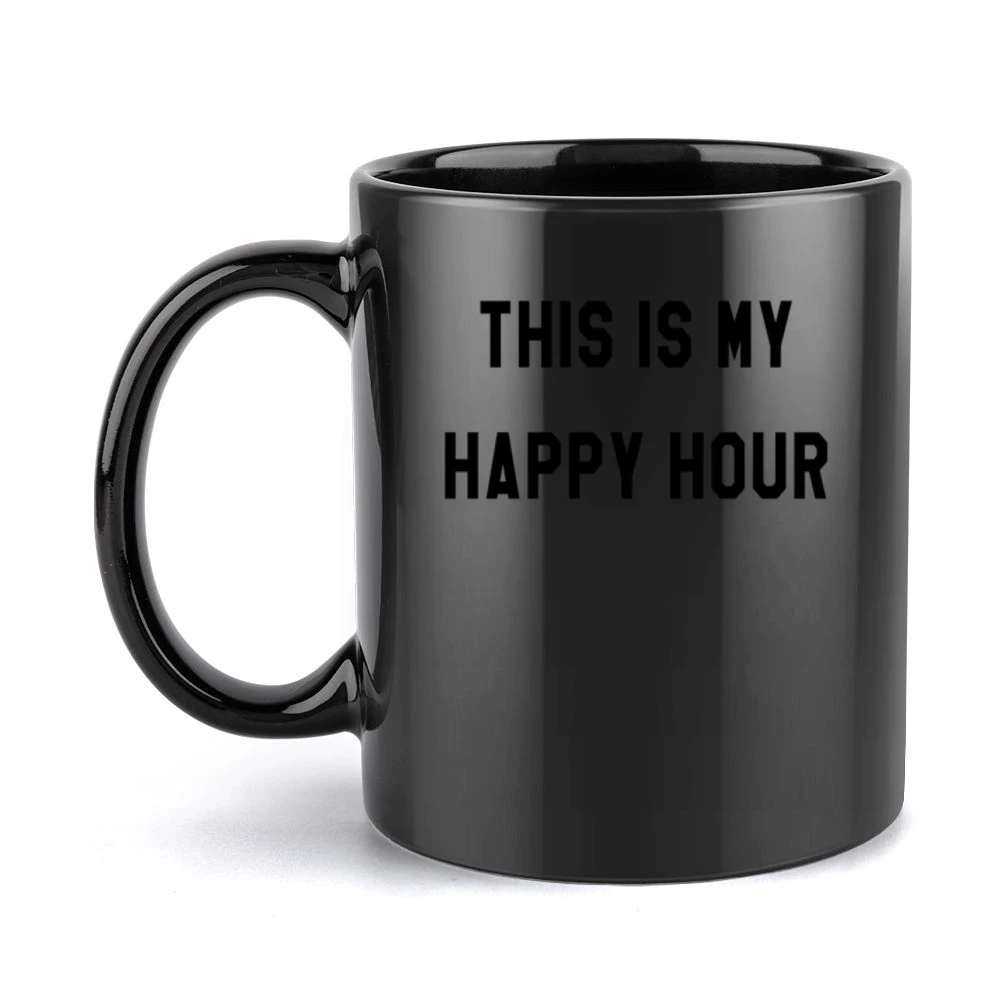 This Is My Happy Hour Fun Fitness Workout Graphic Tee Shirt Black Mug