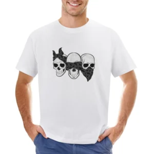 Three Skulls Hear No Evil Fun Graphic Tee Shirt Asian Size Men T-Shirt
