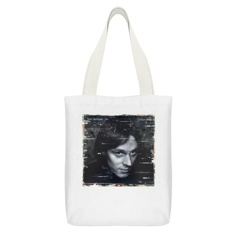 Throbbing Gristle Greatest Hits Album Cover Distressed Image White Canvas Tote Shopping Bag With Interior Pocket