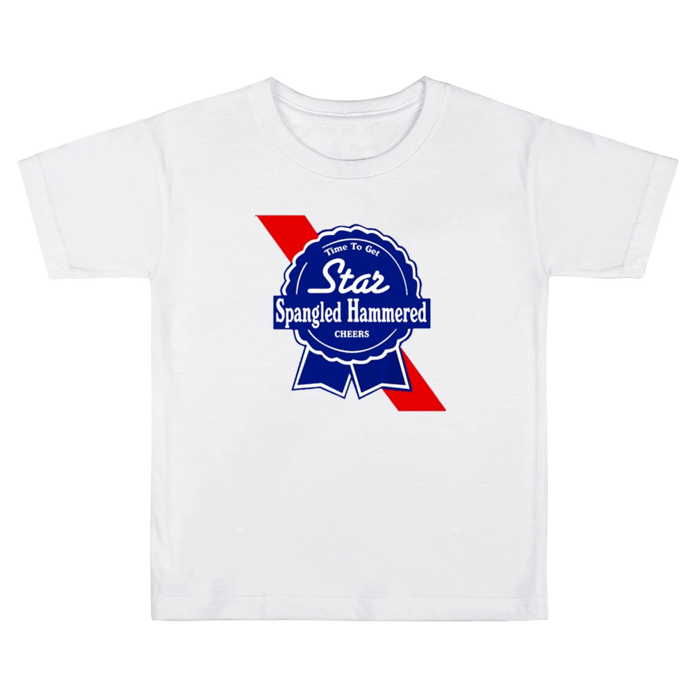 Time To Get Star Spangled Hammered Cheers July 4th PBR Party Parody Gr Kids Boys Girls T-Shirt
