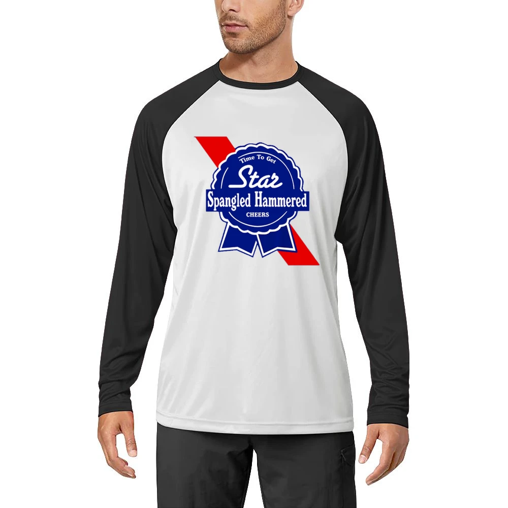 Time To Get Star Spangled Hammered Cheers July 4th PBR Party Parody Gr Men Long Sleeve T-Shirt