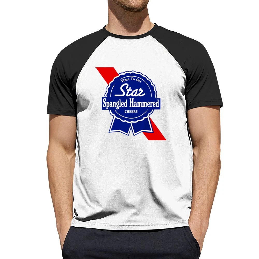 Time To Get Star Spangled Hammered Cheers July 4th PBR Party Parody Gr Men Short Sleeve T-Shirt