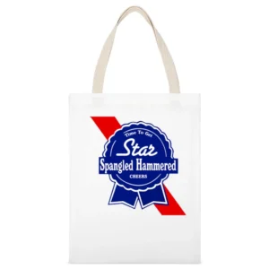 Time To Get Star Spangled Hammered Cheers July 4th PBR Party Parody Gr White Canvas Tote Shopping Bag