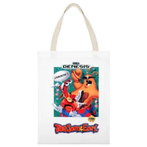 Toejam And Earl Sega Genesis Old School Retro Video Game Fan Distresse White Canvas Tote Shopping Bag
