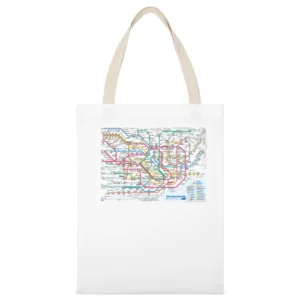 Tokyo Subway Map White Canvas Tote Shopping Bag