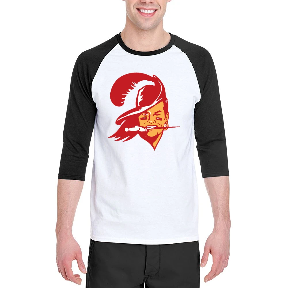 Tom Brady Buccaneer Face Tampa Bay Football Fan Men 3/4 Sleeve T-Shirt
