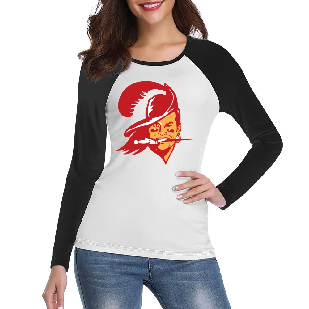 Tom Brady Buccaneer Face Tampa Bay Football Fan Women Ladies Long Sleeve T-Shirt