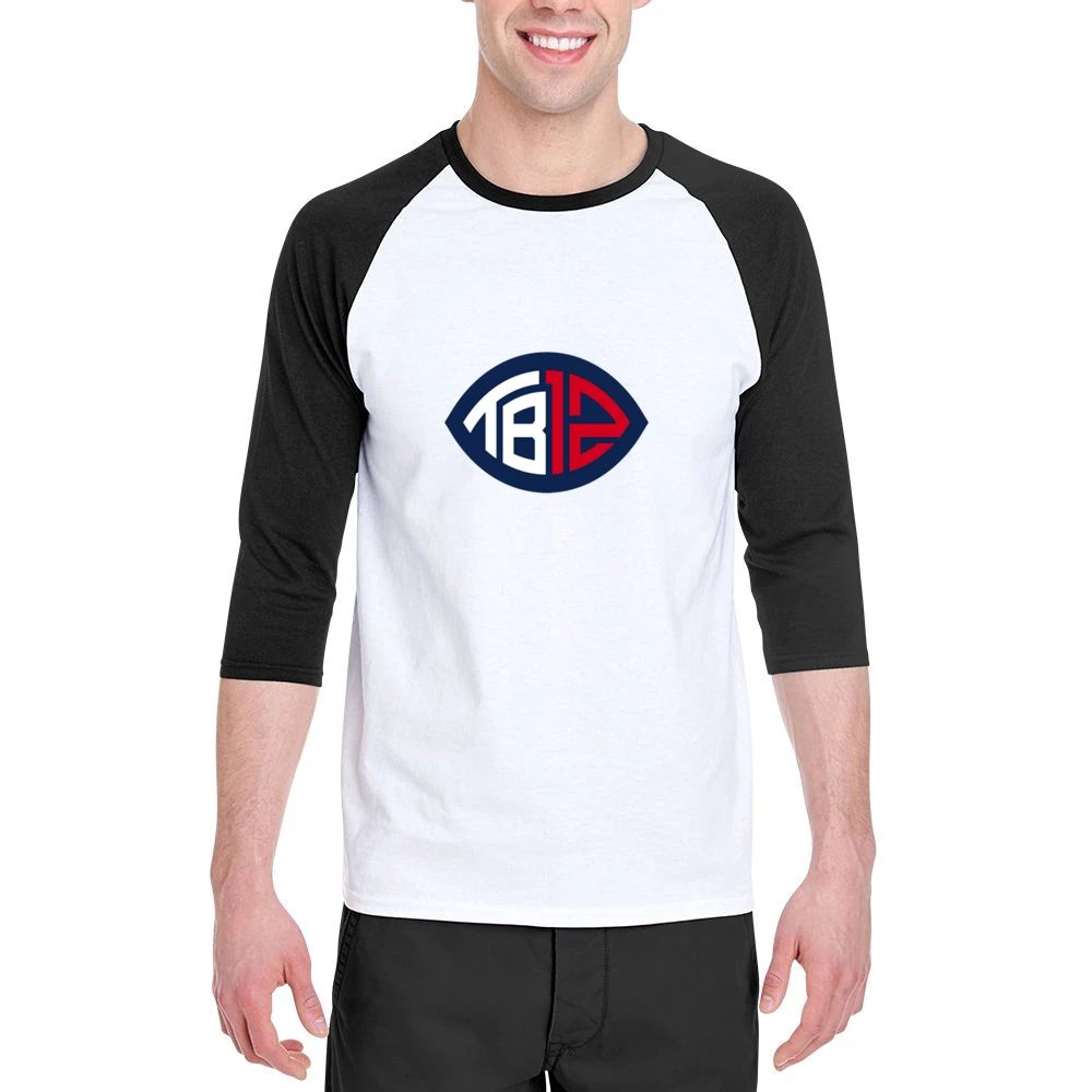 Tom Brady Patriots white Tshirt Men 3/4 Sleeve T-Shirt