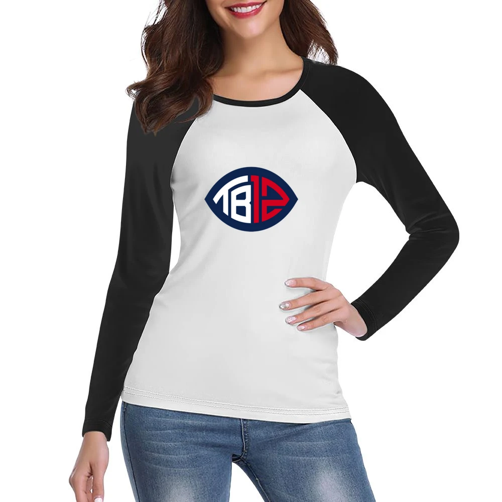 Tom Brady Patriots white Tshirt Women Ladies Long Sleeve T-Shirt