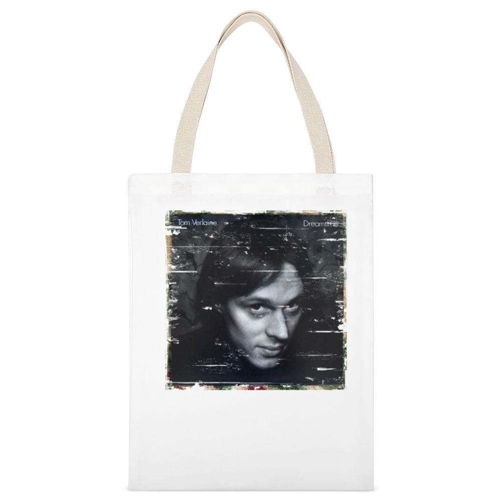 Tom Verlaine Words From The Front Album Cover Distressed Image White Canvas Tote Shopping Bag