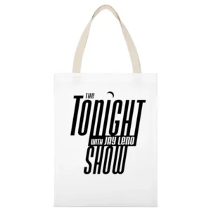 Tonight Show Jay Leno Fun Retro Vintage Style TV Show Graphic White Canvas Tote Shopping Bag