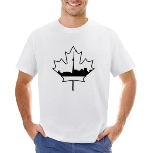 Toronto Skyline Silhouette In A Maple Leaf Canada Asian Size Men T-Shirt