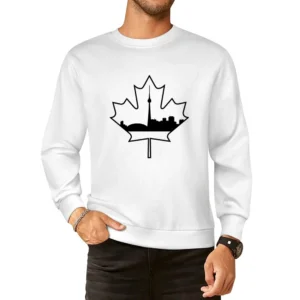 Toronto Skyline Silhouette In A Maple Leaf Canada European Size Pullover Sweater