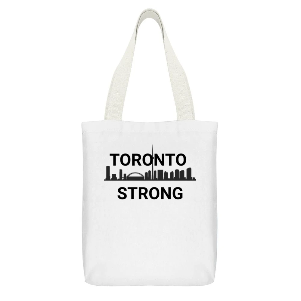 Toronto Strong T-shirt White Canvas Tote Shopping Bag With Interior Pocket
