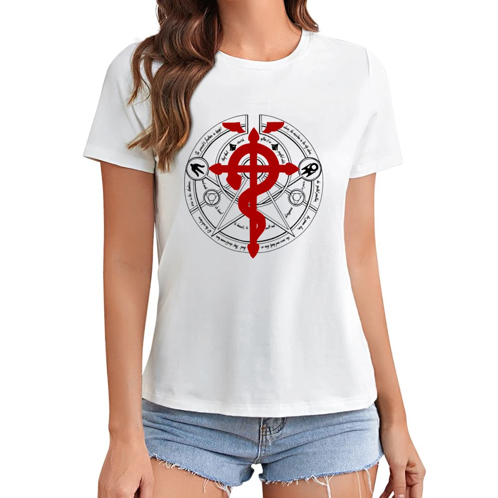 Transmutation circle alchemy Fullmetal Alchemist anime manga Asian Size Women Ladies T-shirt