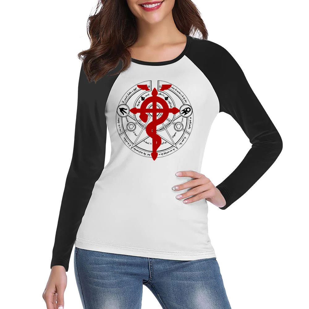 Transmutation circle alchemy Fullmetal Alchemist anime manga Women Ladies Long Sleeve T-Shirt