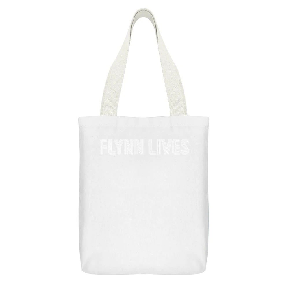 Tron Flynn Lives Movie White Canvas Tote Shopping Bag With Interior Pocket