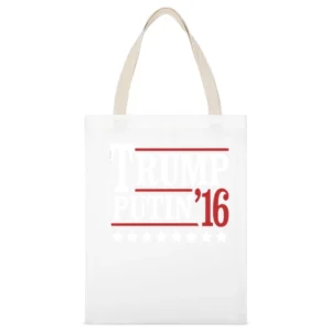 Trump Putin 2016 Ted Lieu Anti Donald Presidential Campaign Graphic Po White Canvas Tote Shopping Bag