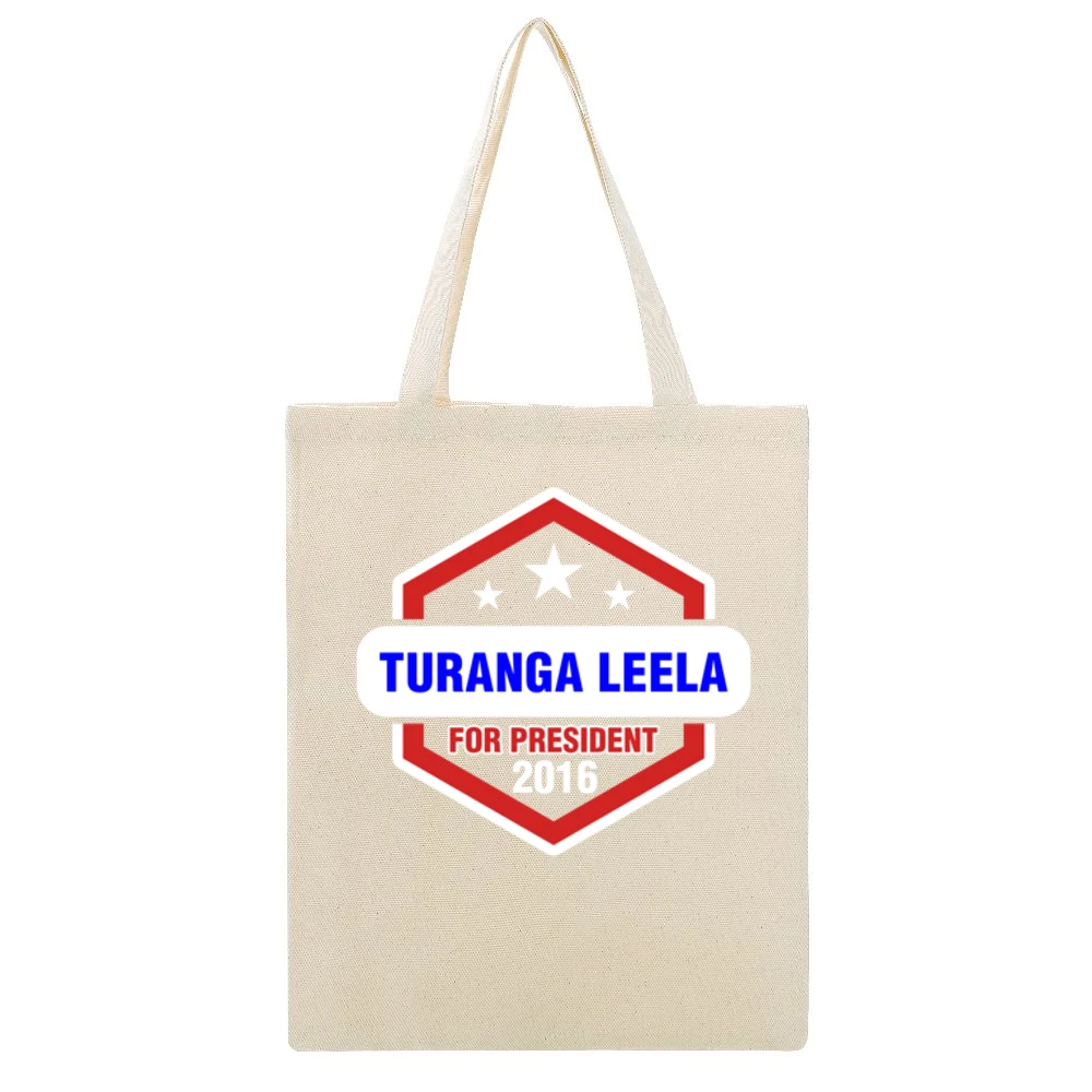 Turanga Leela For President 2016 Futurama TV Show Beige Canvas Tote Shopping Bag