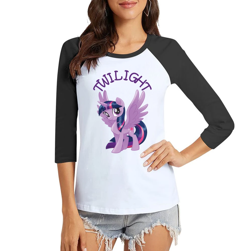 Twilight My Little Pony Women Ladies 3-4 Sleeve T-Shirt