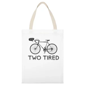 Two tired bike sleep and snoring too tired White Canvas Tote Shopping Bag