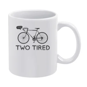 Two tired bike sleep and snoring too tired White Mug