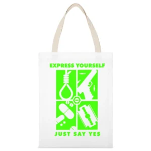 Type O Negative Express Yourself Just say Yes White Canvas Tote Shopping Bag