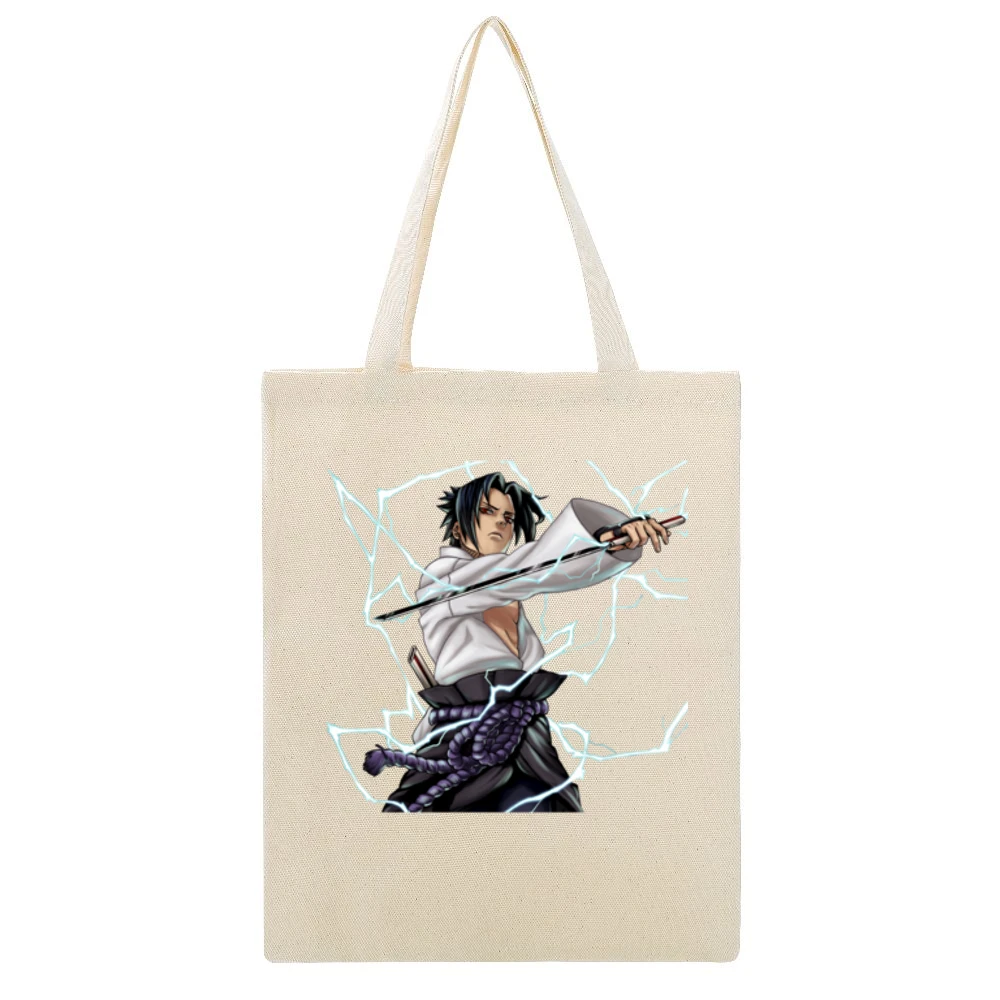 Uchiha Sasuke sharingan with hatake kakashi jutsu Chidori naruto shipp Beige Canvas Tote Shopping Bag