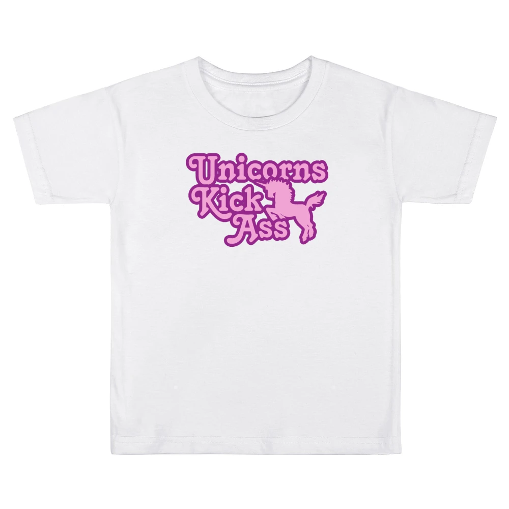 Unicorns Kick Ass Funny Cool Retro Kids Boys Girls T-Shirt